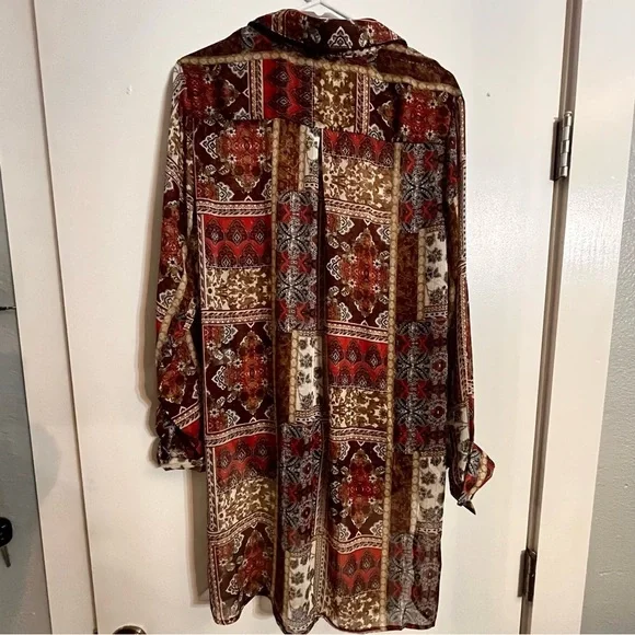 Haver London Sheer Tiered Women’s Blouse   size oversized large Front Tie - Picture 2 of 6